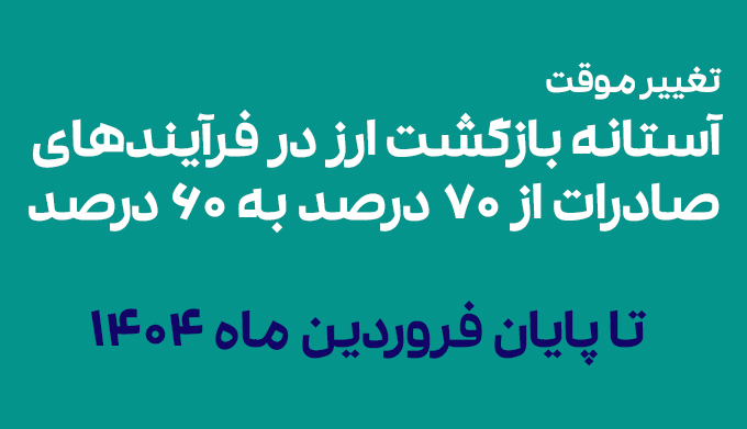 تغییر موقت آستانه بازگشت ارز در فرآیندهای صادرات از 70 درصد به 60 درصد